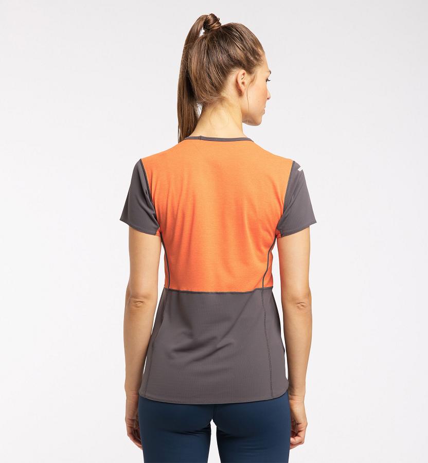 Haglöfs Womens L.I.M Crown T-Shirt Black/Orange New Zealand 01536QMXP